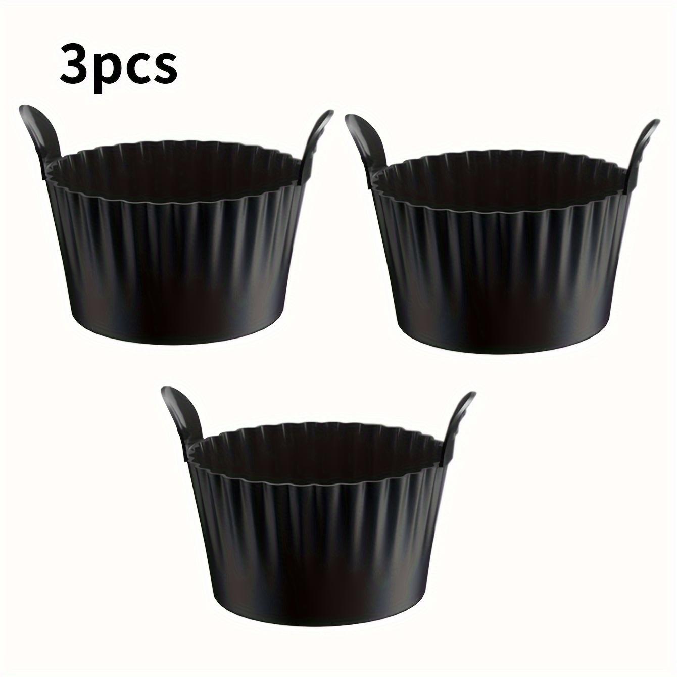

3-piece black silicone air fryer baking small cake tray multi-functional kitchen accessory, suitable for healthy cooking