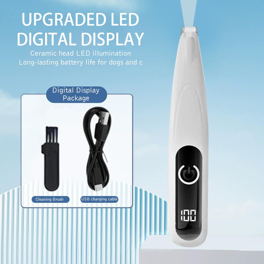 Dog Paw Trimmer with LED Light Pet Shaver Rechargeable Dog Clippers for Dogs Cats Trimming Around Paws Ears Face Rump