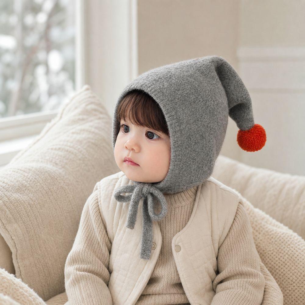 Thick Warm Baby Winter Hat Adjustable Tie Straps Pom Pom Bonnet New Kids Knit Hat Baby Boys