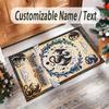 Dragon Theme Crystal Velvet Rug Personalized Custom Name Text Soft Floor Mat Home Decor