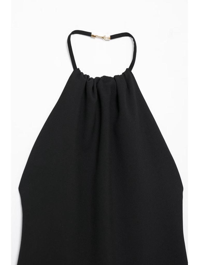 2025 Spring European & American Fashion Slim-Fit Halter Mini Dress with Feather Decor