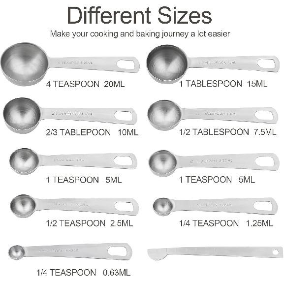 Smithcraft Measuring Cups and Spoons Set 18, Stainless Steel Measuring Cups and Spoons Set, 18/8(304) Steel Heavy Duty 8 Measuring Cups & 9 Measuring