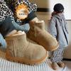 Winter  Children's Snow Boots, Boys' Warm and Thick Short Boots, Solid Color Girls' Velvet and Anti Slip Cotton Shoes