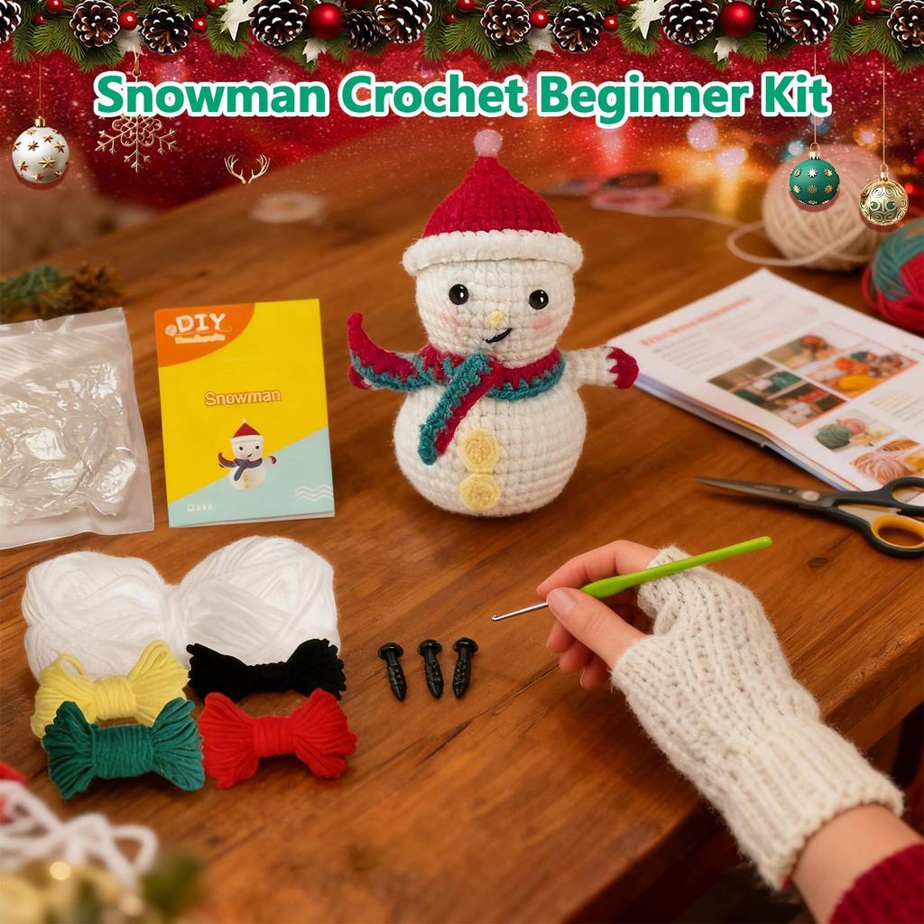 Crochet Kits Christmas Snowman Craft Supplies Easy Crochet Kit With Video Tutorials For Teens Women Men Home Relaxation Holiday
