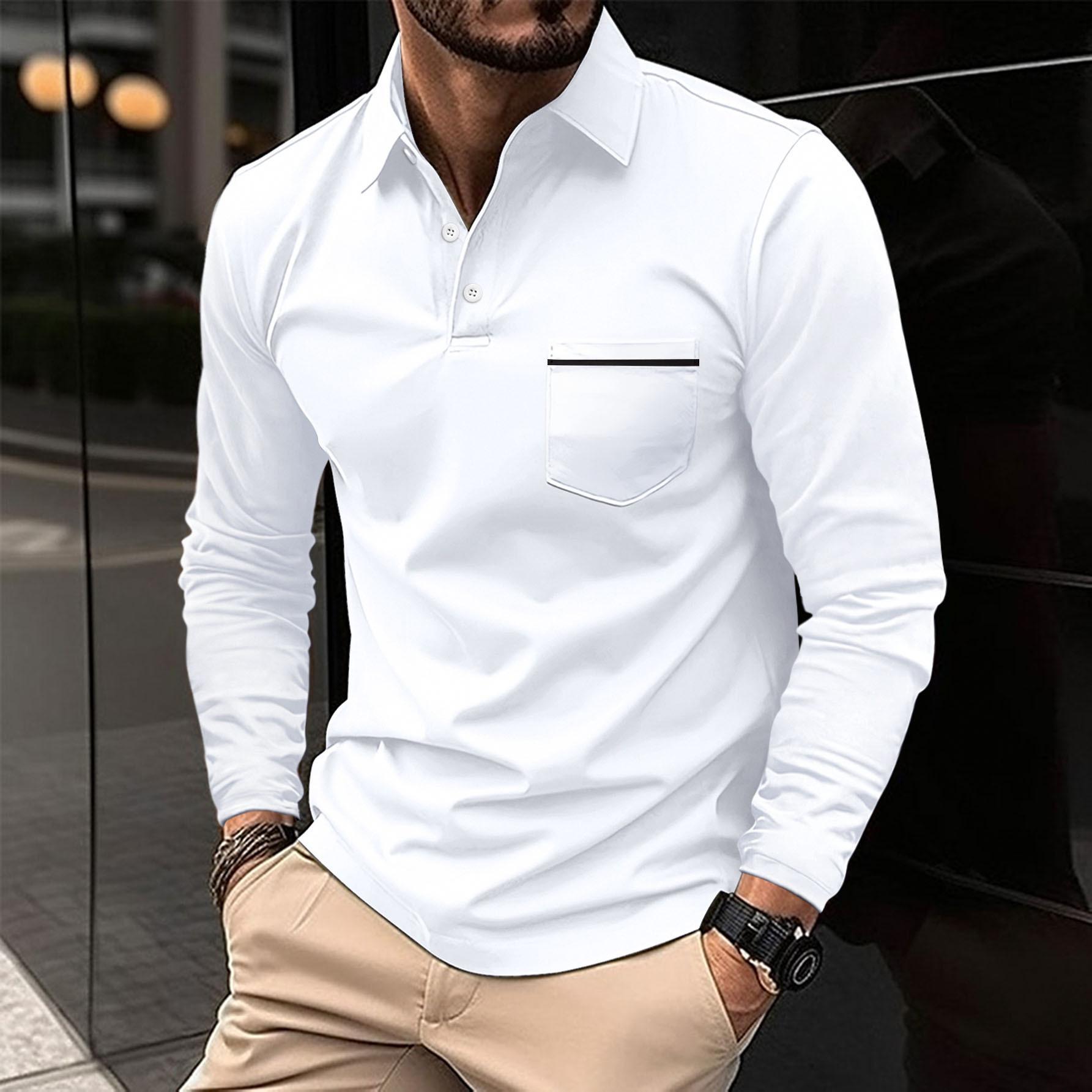 

Men s Long Sleeved Casual Patchwork Polo Shirt XXXL світло-сірого кольору