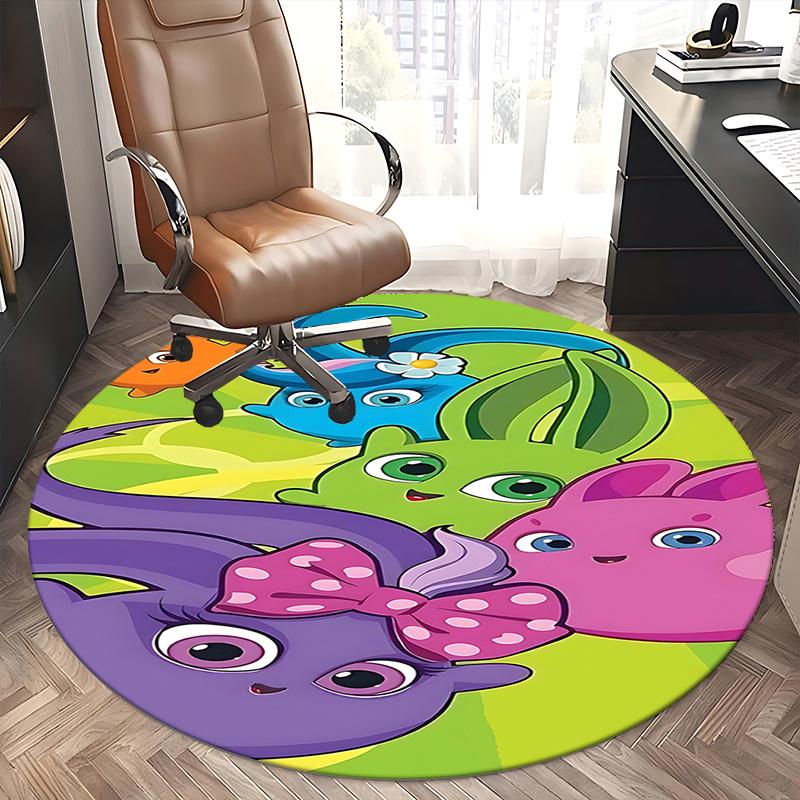 Colorful Cartoon Animal Chair Mat - Round Carpet for Home Decor, Office Use, Living Room