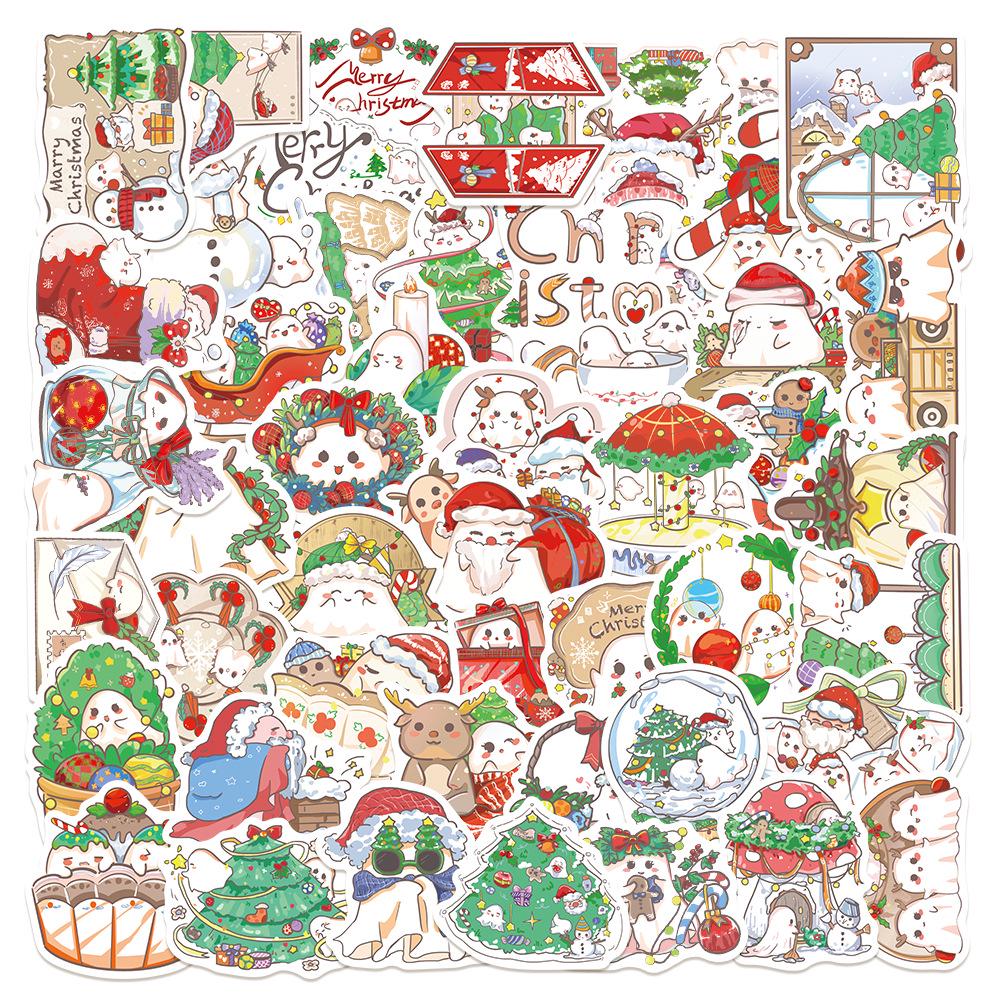 50 Cartoon Christmas Stickers for Laptops, Notebooks, Guitars, and DIY Projects