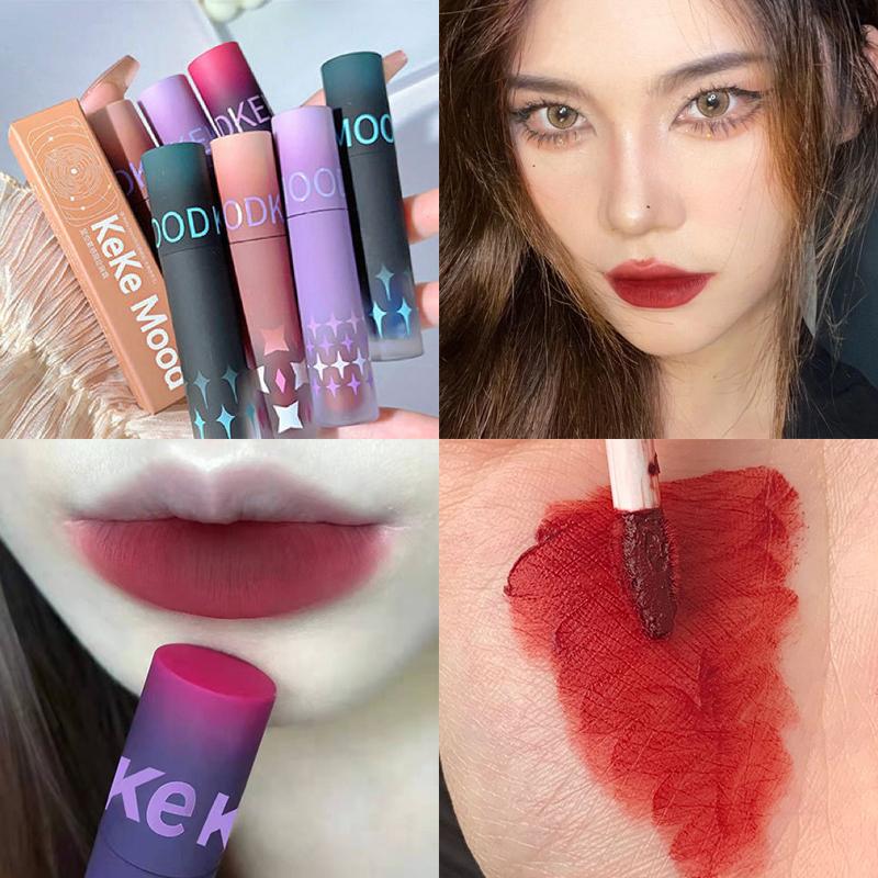 Gotischer Mattes Schwarzes Lippenstift Wasserdicht Langanhaltendes Mousse Lippen Schlamm Nude Braun Lippenstift Blau Punk Lippen Glanz Make-up Dunkelroter Lippen Tönung