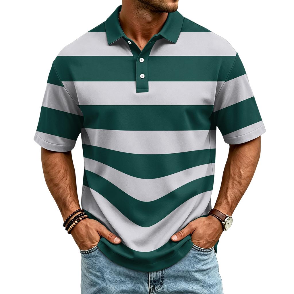 Men's Casual Quick Dry Mesh Golf Polo Shirt Breathable Lightweight Short Sleeve Button Down Collar Top for Outdoor Sports