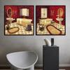Badkar Duschrum Väggbilder Retro Toalettrum Konstaffisch Canvasmålning Badrumstryck och affischer Heminredning HD2098