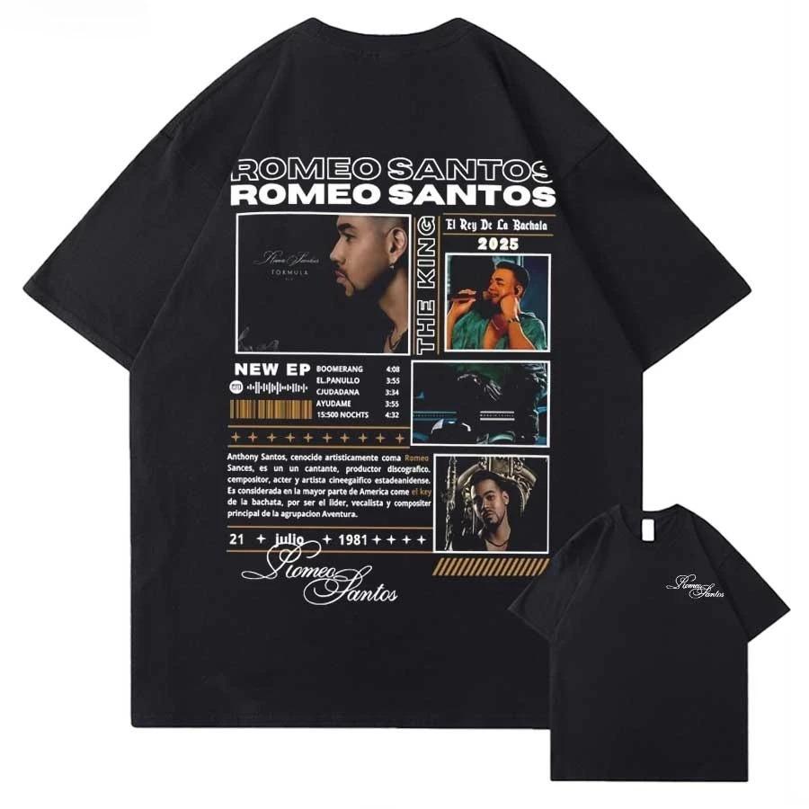 Moda Estiva Rapper Romeo Santos Il Re Tormula Tour 2026 Maglietta per Unisex Donna Hiphop Streetwear Top Oversize Maglietta