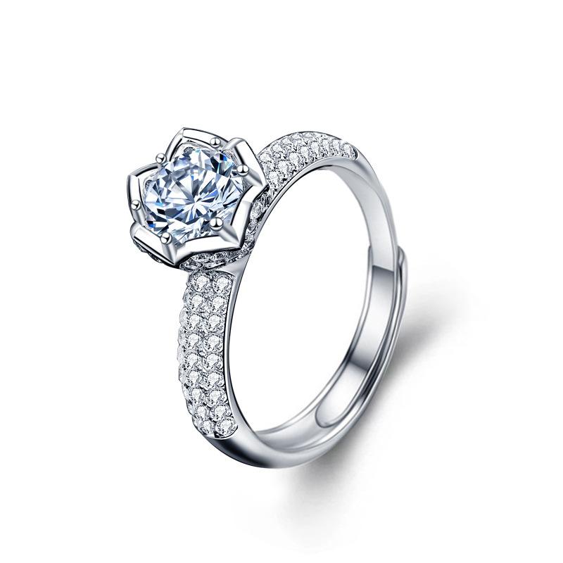 Lindon Women Classic 925 Sterling Silver Moissanite Ring Ladies Jewelry Wedding Promise Party Gift