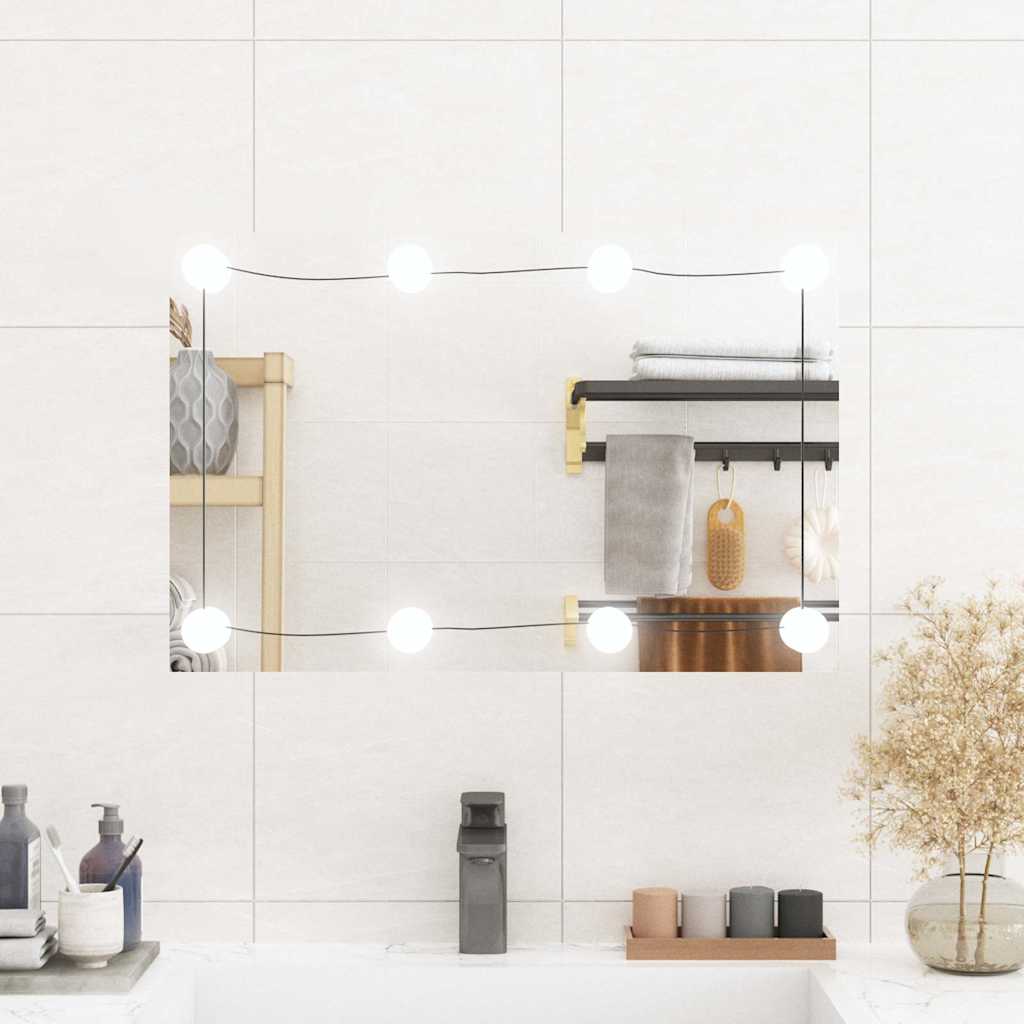 Wall Mirror with LED Lights 40x60 cm Rectangular Glass