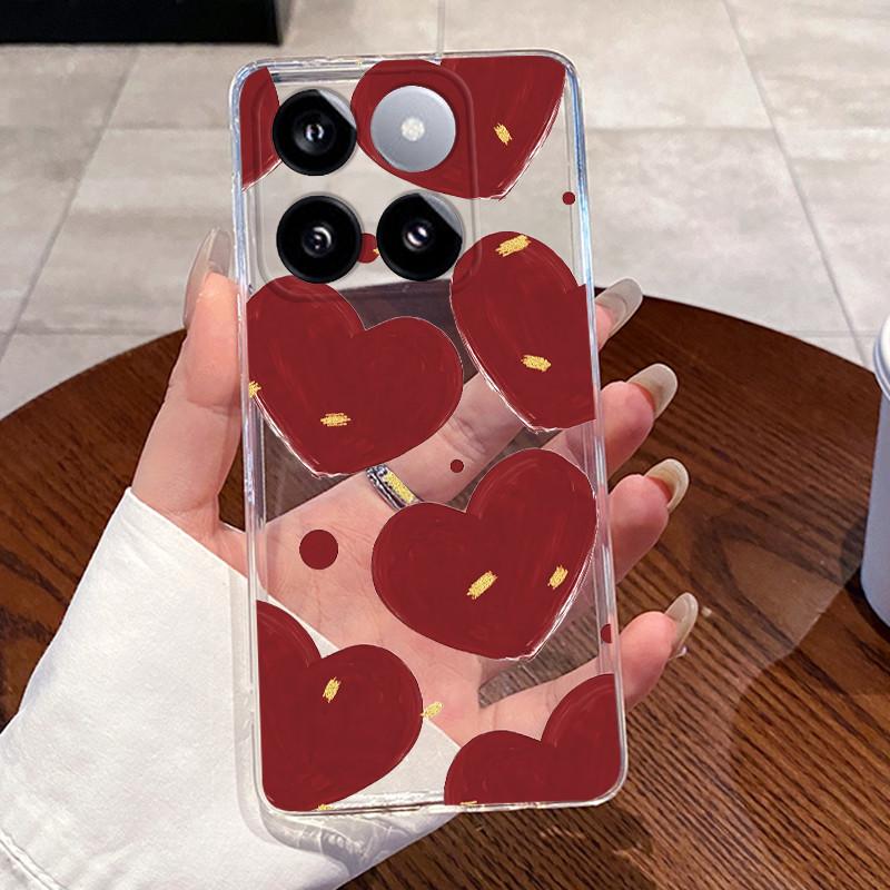 Jelly Casing For Xiaomi 14T 14TPro Clear Silicone Soft TPU Back Cover For Xiaomi 14T Pro Cute Cat Rabbit Heart Protective Case