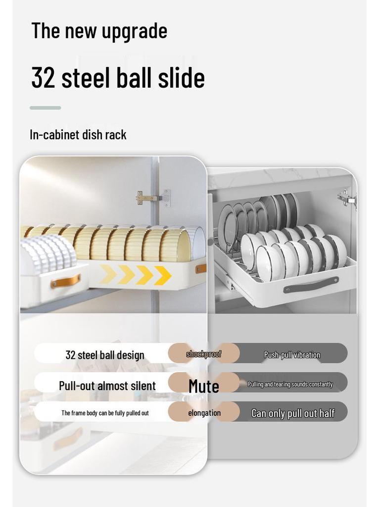 Bowl & Dish Pull-Out Storage Rack - In-Cabinet Drainer & Organizer