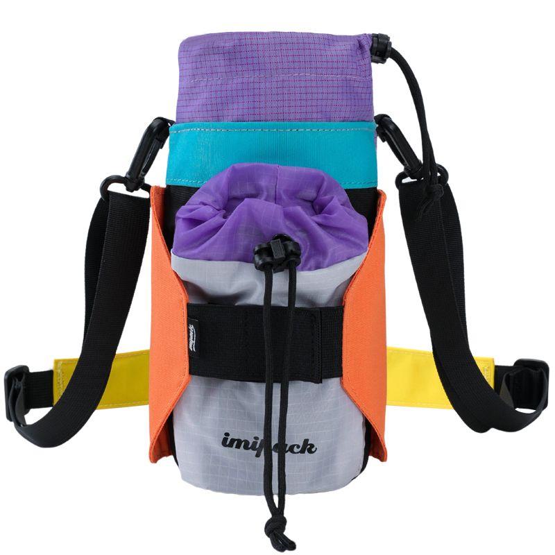 

Imipack Color Matching Light Camping Style Multi-Functional Drawstring Large Capacity Kettle Water Bottle Messenger Bag Mobile Phone Bag Hiking Colorblock