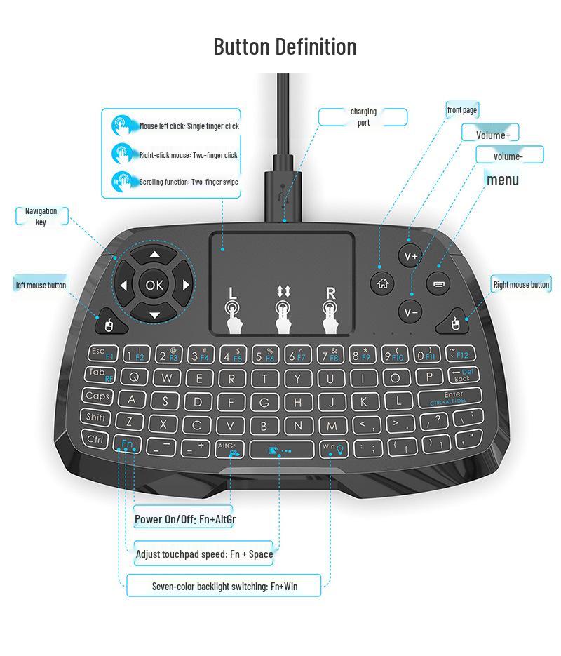 Rechargeable Wireless Backlit Keyboard & Air Mouse