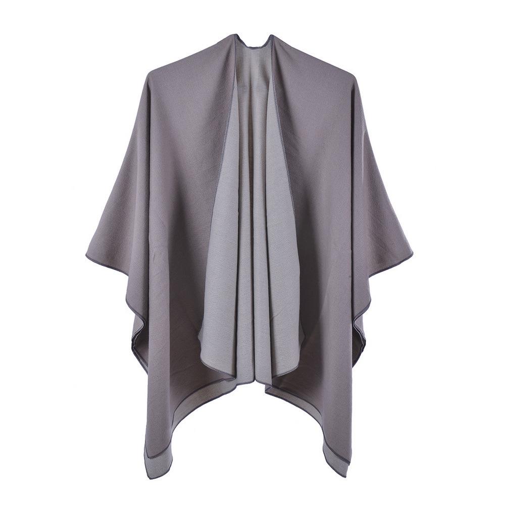Reversible Cashmere-Feel Women's Poncho Shawl for Spring and Autumn
