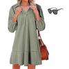 European and American foreign trade denim dress new loose top group casual V-neck seven-point bubble sleeves