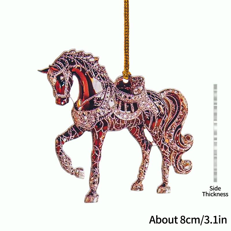 2D Acrylic Horse Pendant Christmas Tree Ornament New Year Decoration Navidad Party Decoration Xmas Ornament Charms Supplies