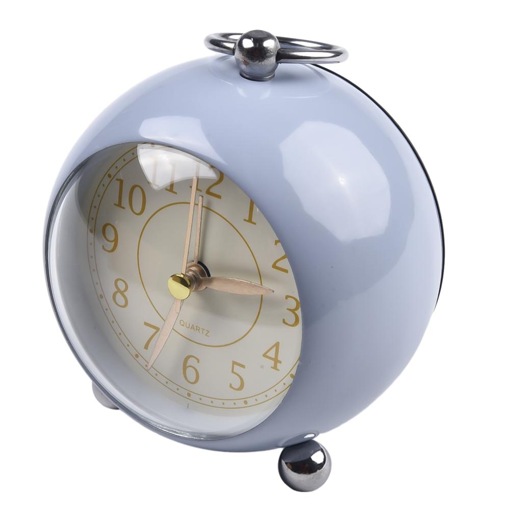 Silent Vintage Alarm Clock Round Small 12 Hour Display Analog Decor For Table Night Light Portable Retro Bedroom