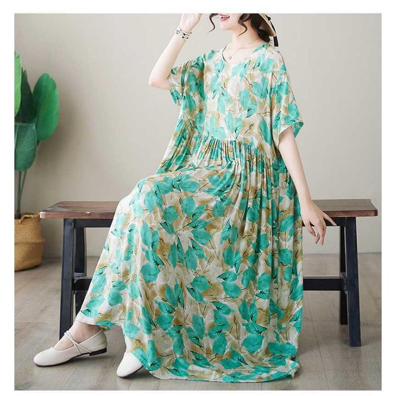 Simple Fashion Summer New Plus Size Round Neck Printed Dresses