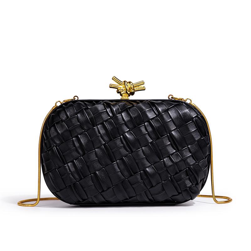 Borsa a mano intrecciata versatile da donna 2025: Elegante Pochette e Borsa a Tracolla con Catena per Banchetti, Serate e Altro