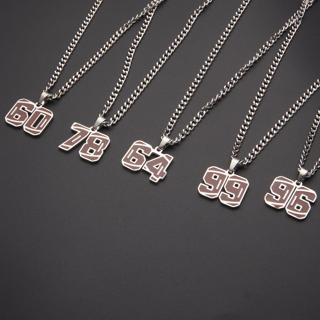 Men's Athlete Stainless Steel Sports Digital Necklace Baseball/Basketball/Soccer Team Inspiration Jewelry Spot