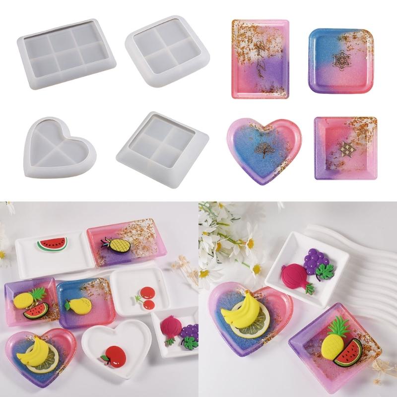 Silicone Resin Moulds Multi-shapes Resin Cup Tray Mould DIY Coaster Moulds for DIY Epoxy Resin Casting Craft Decoration