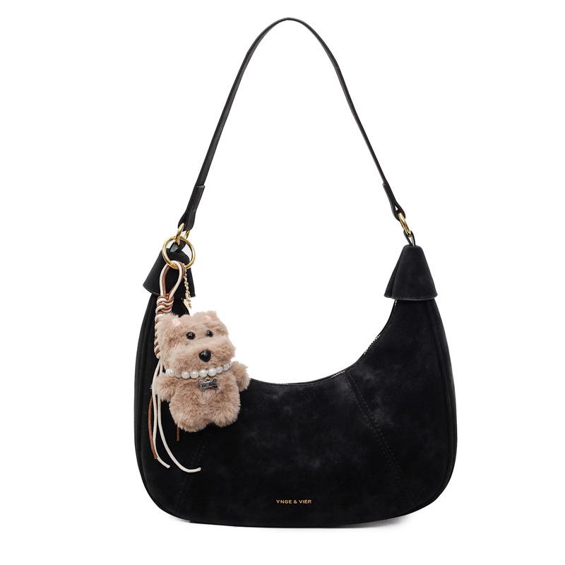 

Retro niche suede bag women s 2025 autumn new fashionable simple crescent bag one shoulder underarm bag without pendant