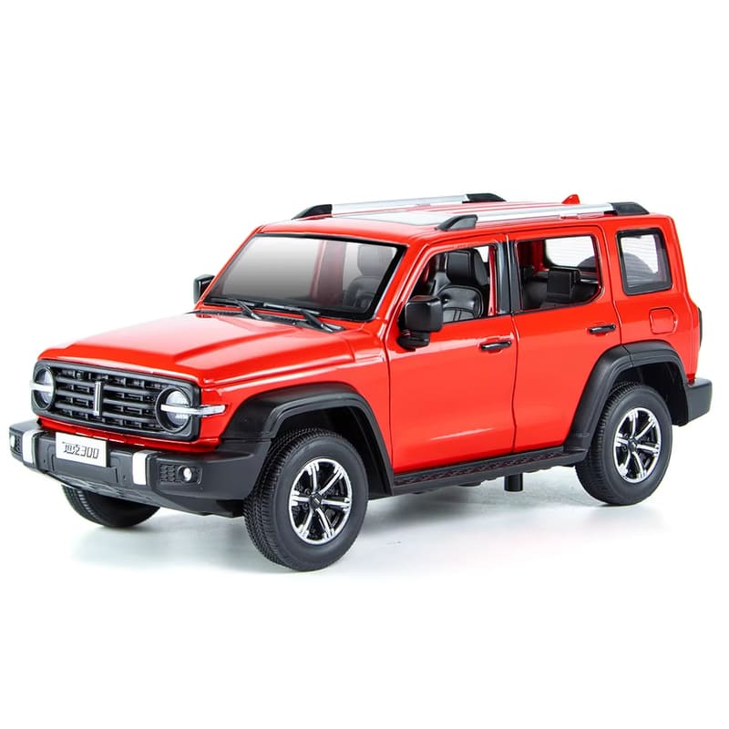 New 1:24 Tank 300 SUV Car Alloy Car Model Die-cast Metal Toy Off-road Car Car Model Sound and Light Pull Back Can Open The Door Children Boy Gift