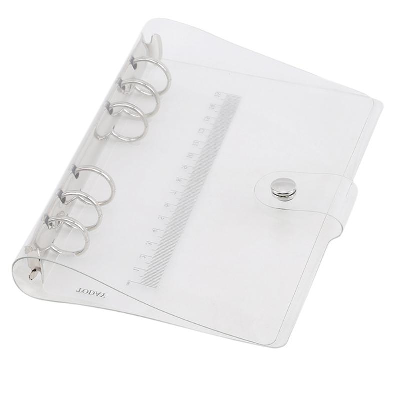 1Pc Transparent Notebook Binder Student Planner Binder Office Supplies 6 Ring A7/A6/A5