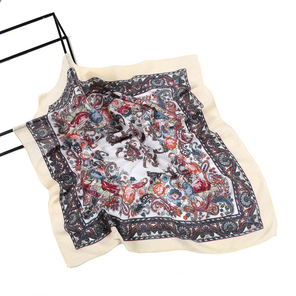 70*70cm Women Russian Floral Print Square Bandana Handkerchief Headband Scarves