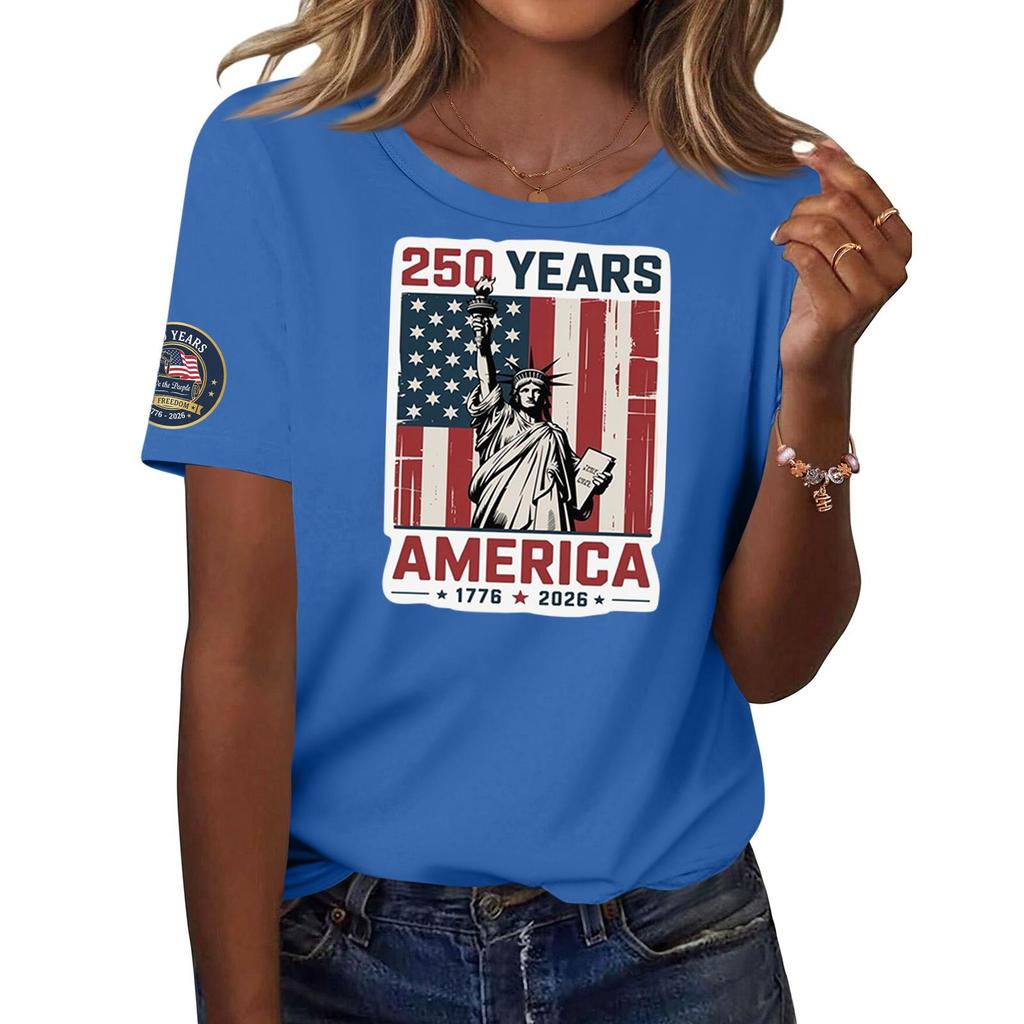 Moda feminina casual estampado manga curta gola redonda pulôver tops