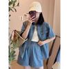 Spring/Summer 2026 Youthful Slimming Outfit Set: Petite to Plus-Size Women's Denim Shorts Two-Piece