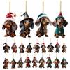 Christmas Cartoon Dog Ornament Acrylic Cute Dog Pendant Dog Figurines Decor Xmas Tree Backpack Car Interior Decor