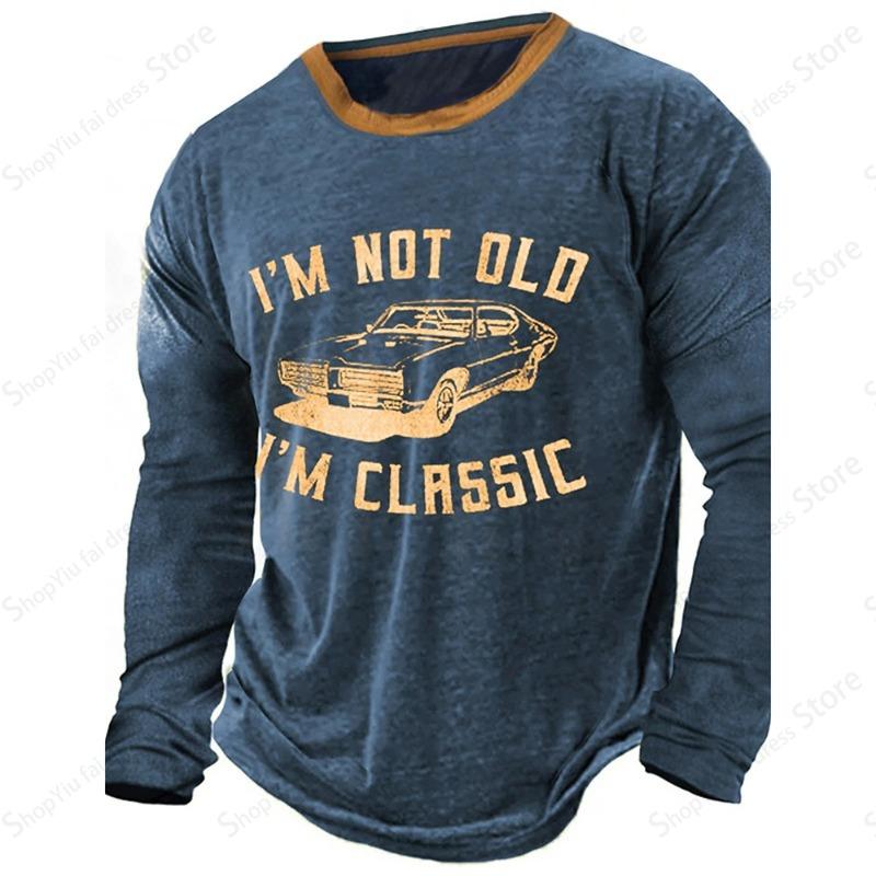 Vintage Men's Long Sleeve T-shirt 3d Letter Print Graphic T Shirts Men Fashion Tops Tees Outdoor Sports Tops