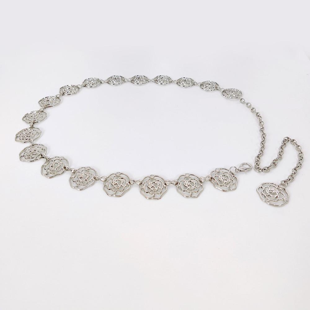Rose Flower Waist Chain Adjustable Skirt Decoration Belt Fashion Flower Chain Belt  Women