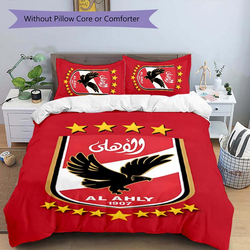 3pcs Al Ahly FC Design Cover Set - HD Printed Bedding with 1 Cover and 2 Pillowcases - Perfect for Home and Dorm Decor