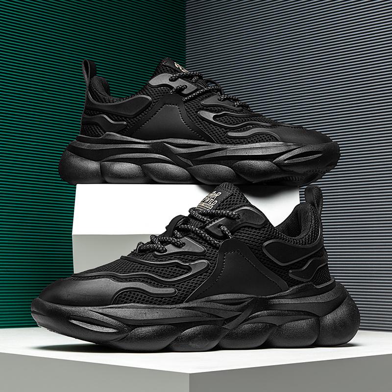 

Кроссовки на толстой подошве, новая модная спортивная повседневная обувь для мужчин, дышащая нескользящая обувь на платформе, спортивная обувь Tenis Masculino для мужчин 46 чёрный