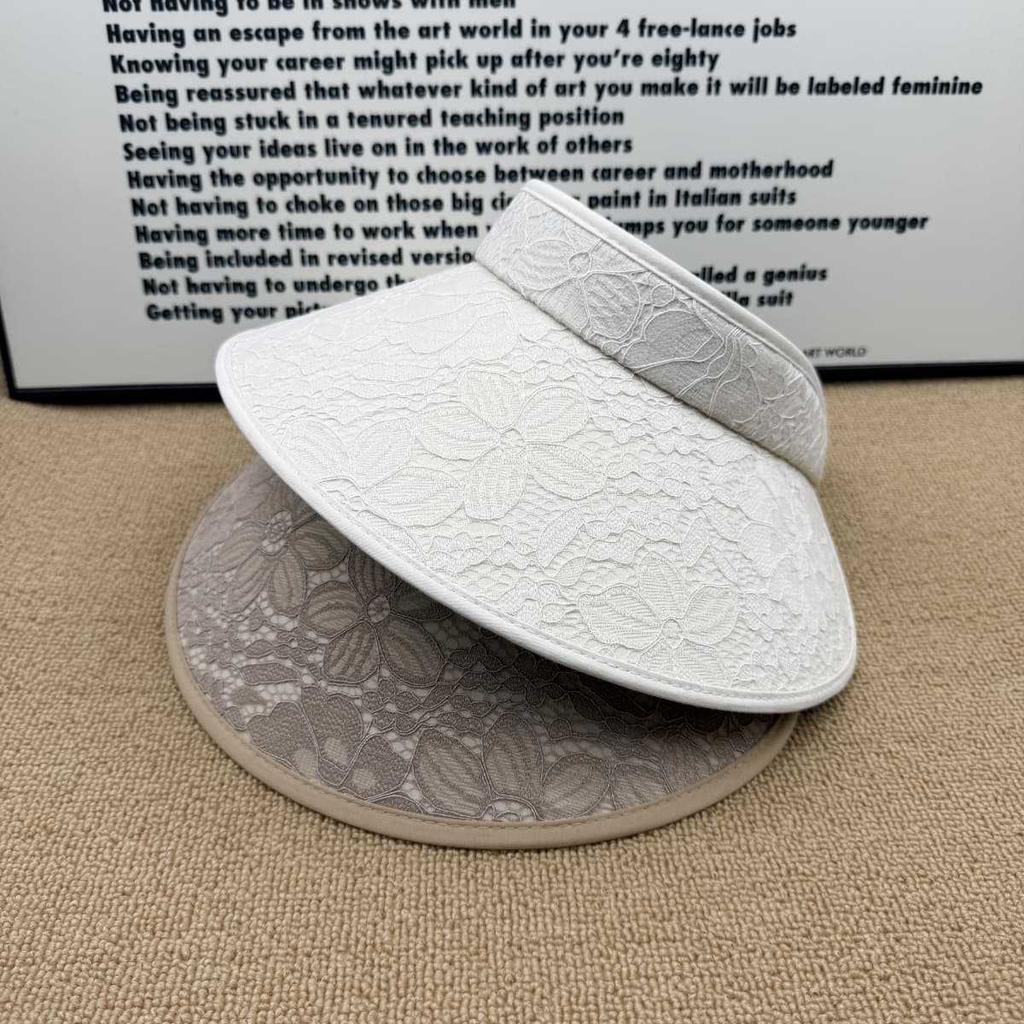ins wind flower lace empty top hat women's big eaves sunshade face small headband sun hat
