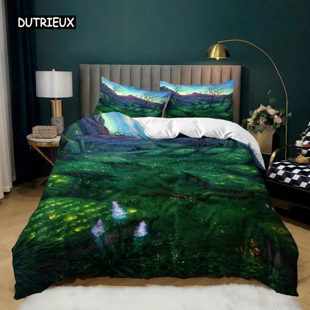 Painting Duvet Cover Set King Size Beach Sunset Reef Natural Landscape Painted Bedding Set Natural Scenery Polyester Quilt Cover