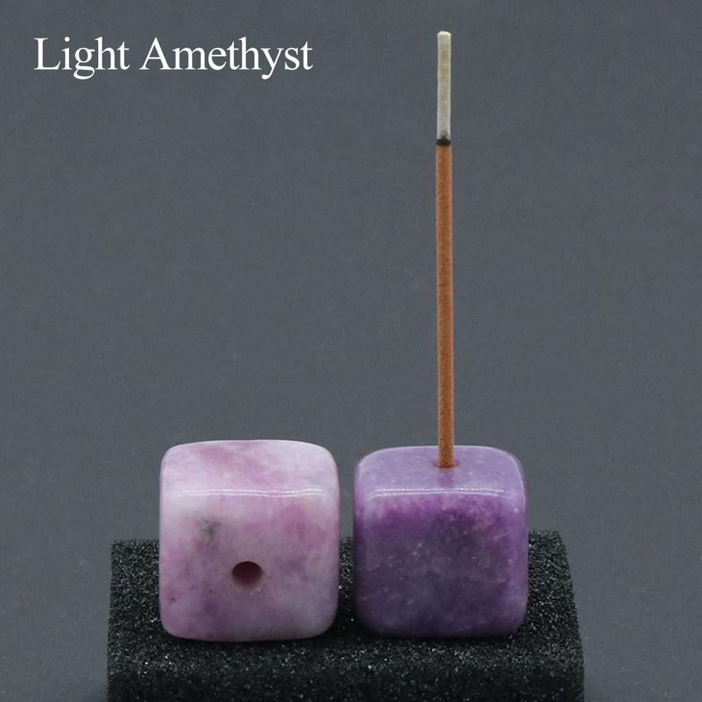 2 Stück quadratischer Räucherbrenner aus Natursteinkristall, Räucherstäbchen-Diffusor-Dekoration, Zen-Heimaltar-Dekoration, Meditationszentrum-Dekoration mit geometrischem Design