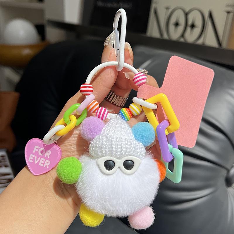 Adorable Plush Keychain DIY Cartoon Character Bag Charm for Backpack Keys