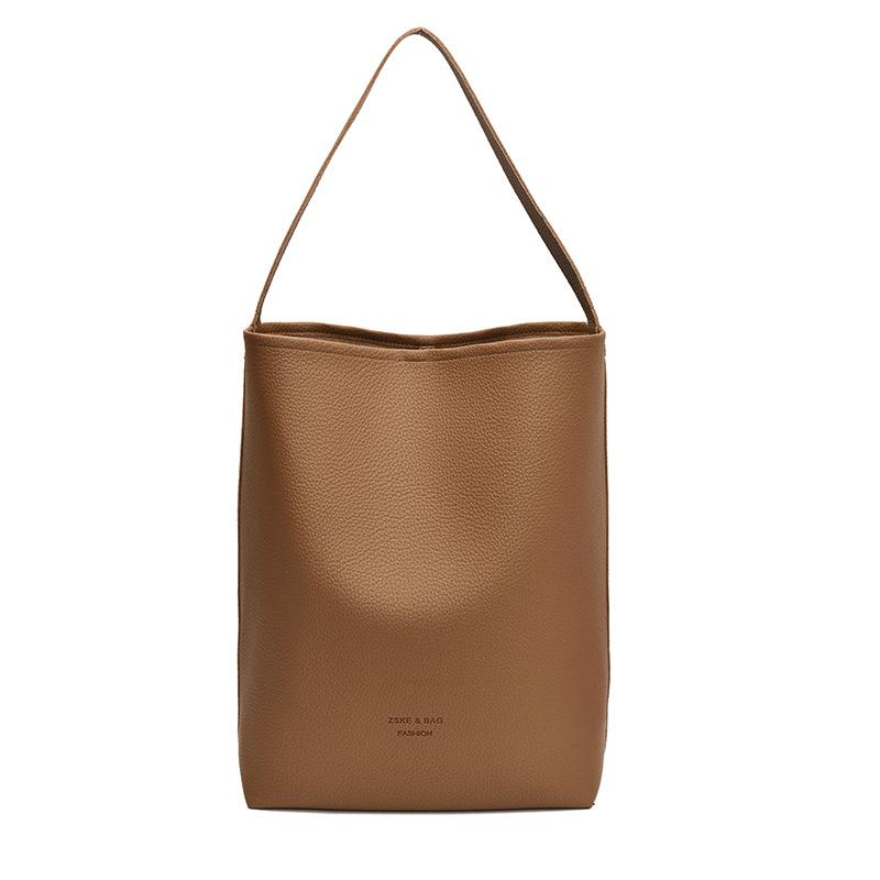 

Ретро повседневная сумка-ведро женская простая модная сумка через плечо большая вместимость чувство высокого чувства сумка-мессенджер для поездок на работу including small packets коричневый