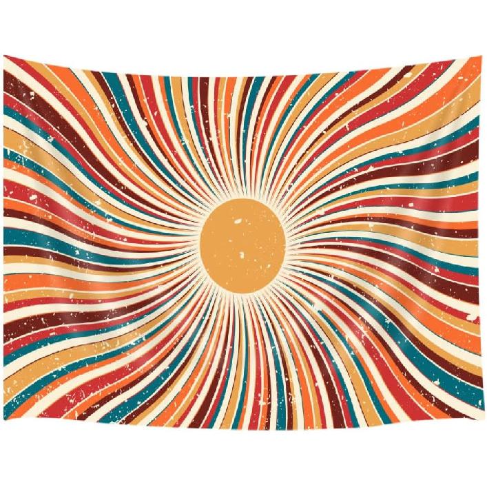 Vintage Sun Tapestry Aesthetic Boho Tapestries Abstract Retro 70s Rainbow Minimal Geometric Grunge Art Print Hippie Bohemian Decor Mid Century Modern