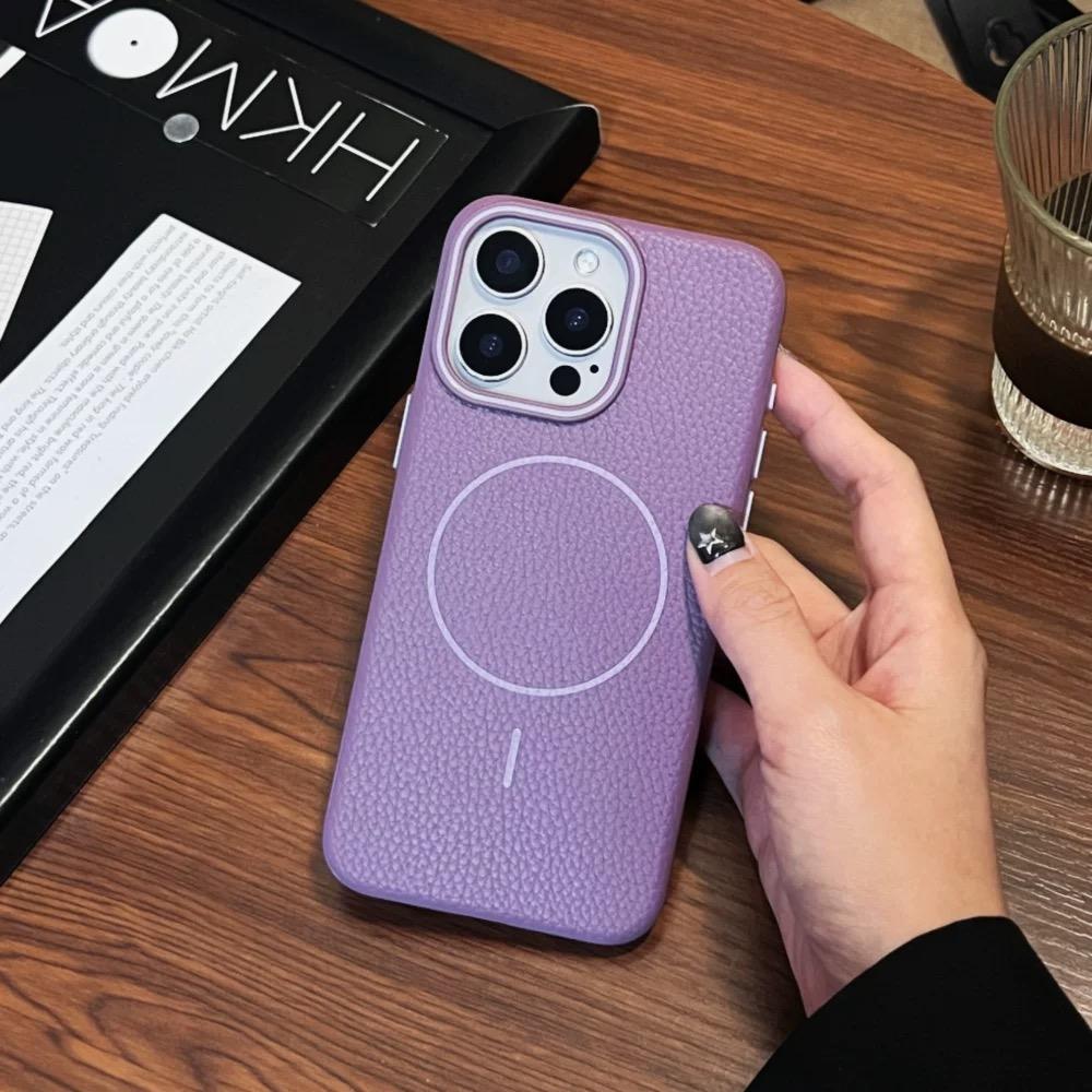 

Leather With Lychee Texture Magnetic Phone Case for iPhone 17 Pro Max 16 15 14 13 12 11 Pro Max Plus 11 Shockproof Cover for iPhone 13 Pro