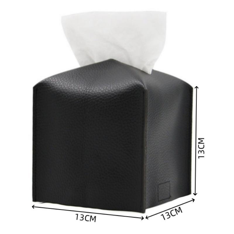 Square PU Leather Tissue Box Holder Modern Decorative Waterproof Organizer for Home End Table Office Countertop Car RV