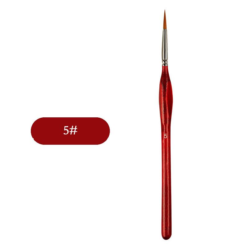 Wolf Hair Fine Line Brush - Black Triangular Birch Handle for Nail Art and Watercolor Detailing