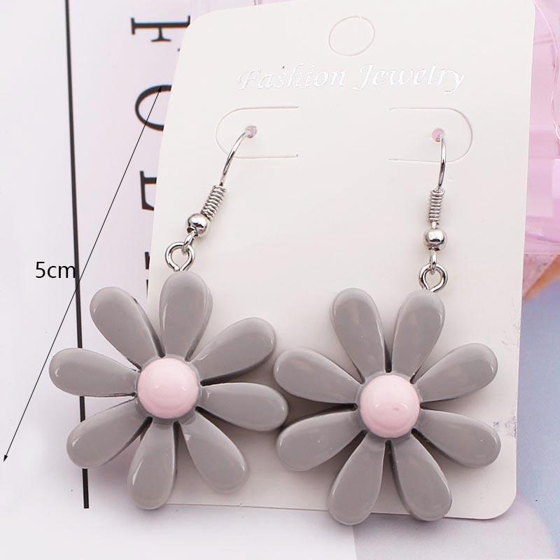 Gray Color Vintage Dangle Earrings for Women Gradient Resin Acrylic Statement Drop Earrings European&American Ear Accessories